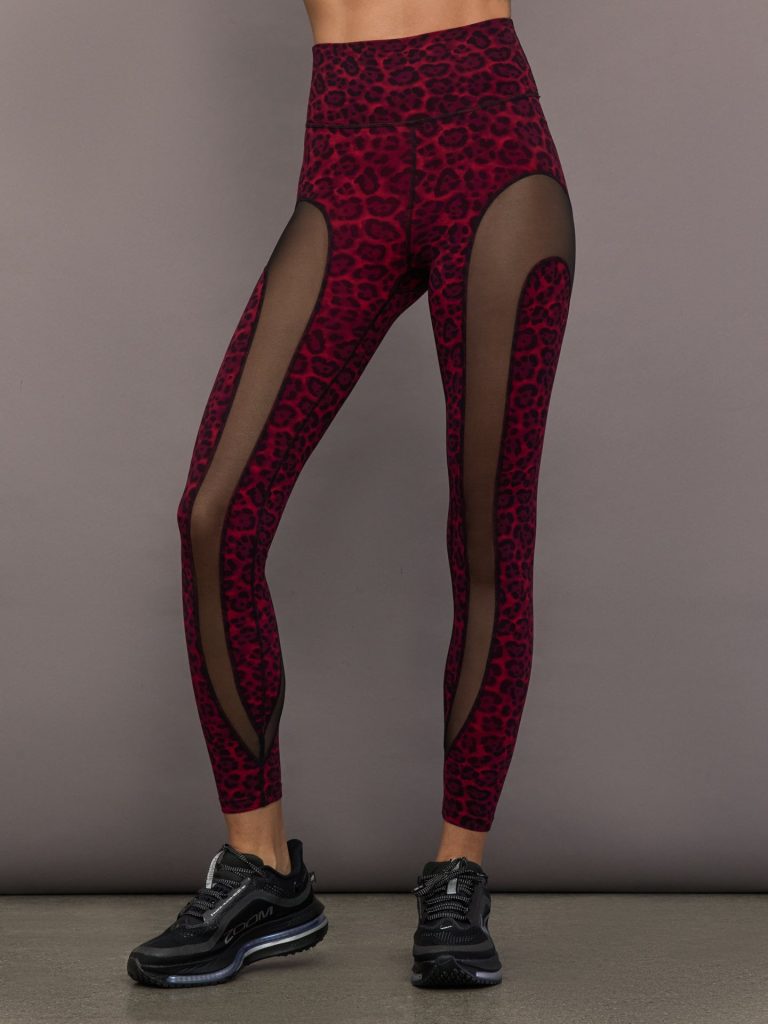 Sheer Spliced Legging in Melt - Red Leopard