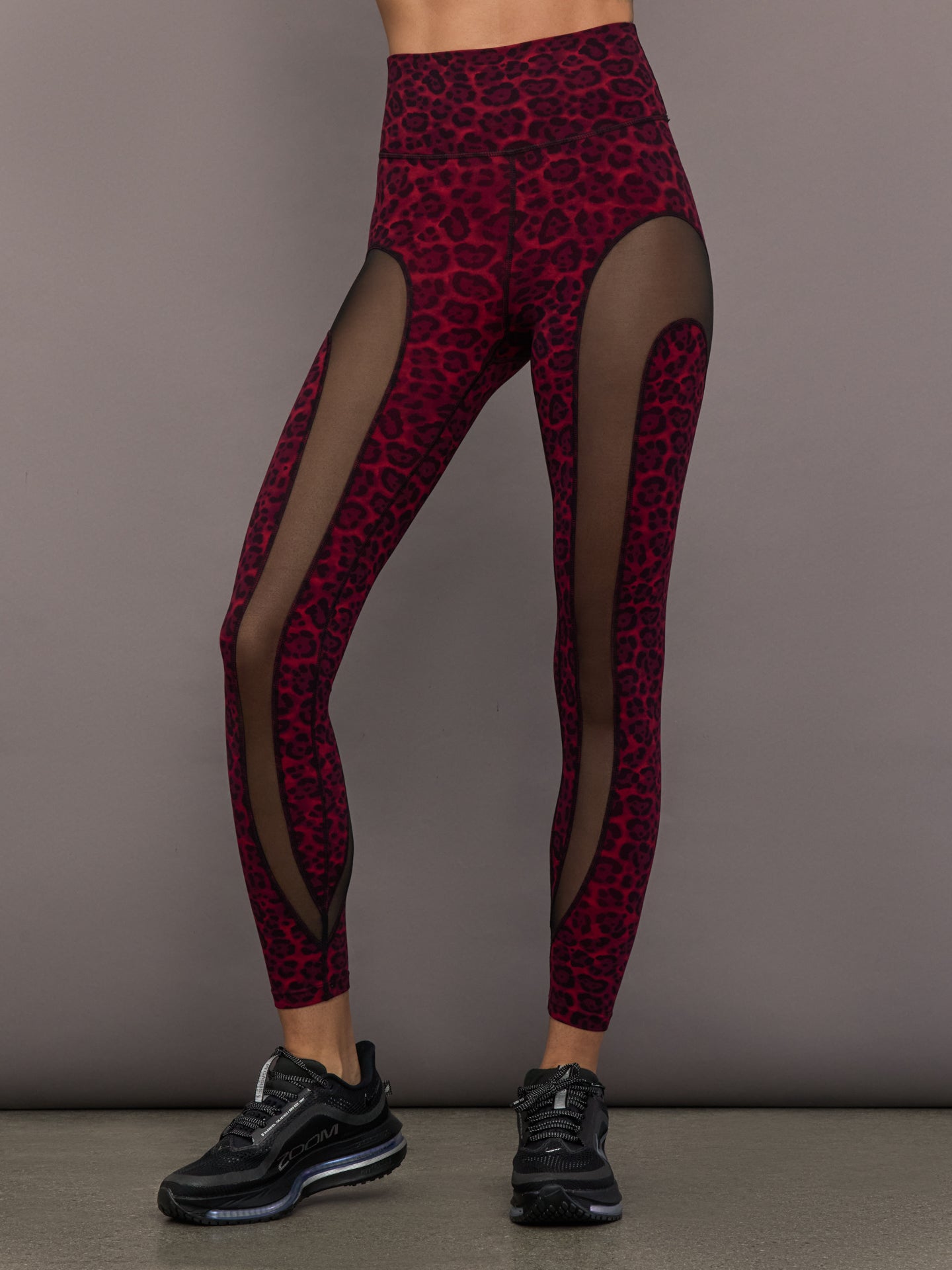 Sheer Spliced Legging in Melt - Red Leopard