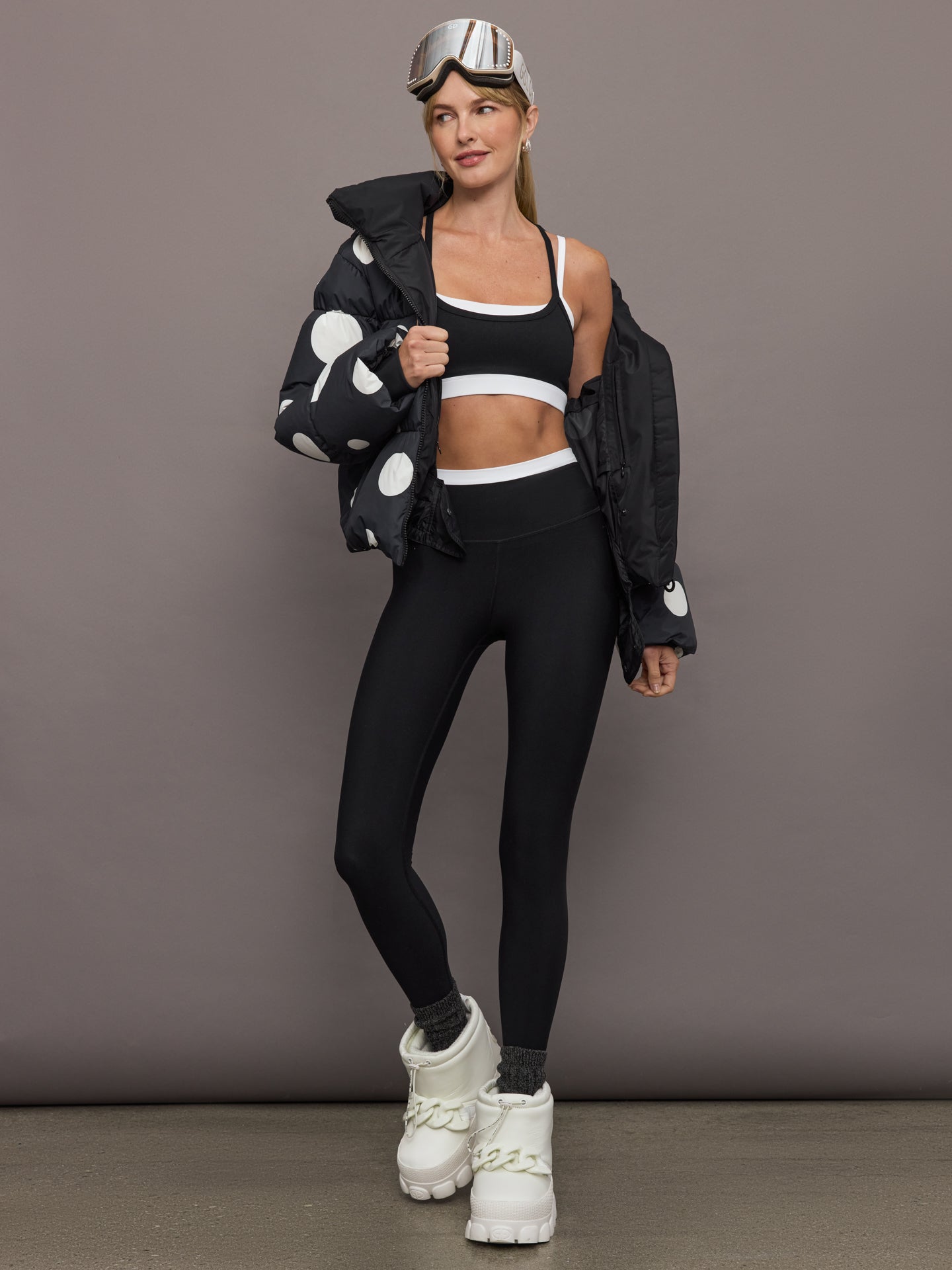 Contrast Waistband Legging in Melt - Black/White - Image 6