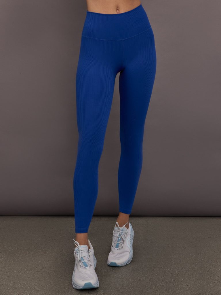 High Rise Legging in Ribbed Melt - Cobalt