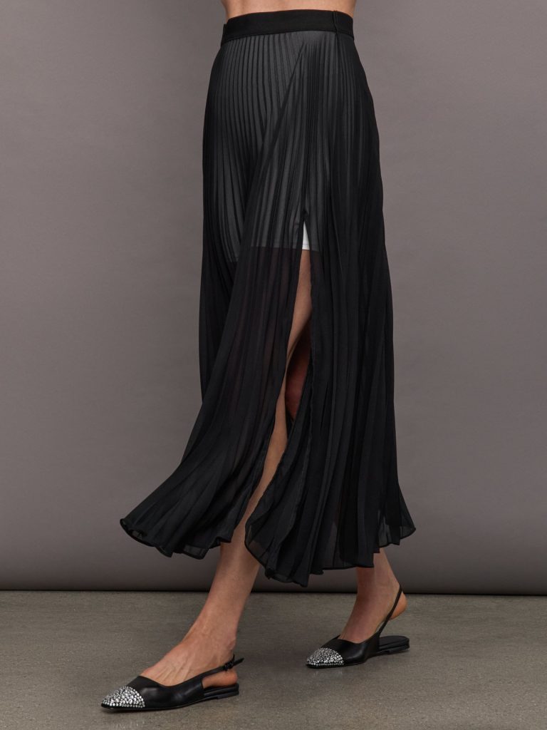 Mesh Pleated Skirt - Black