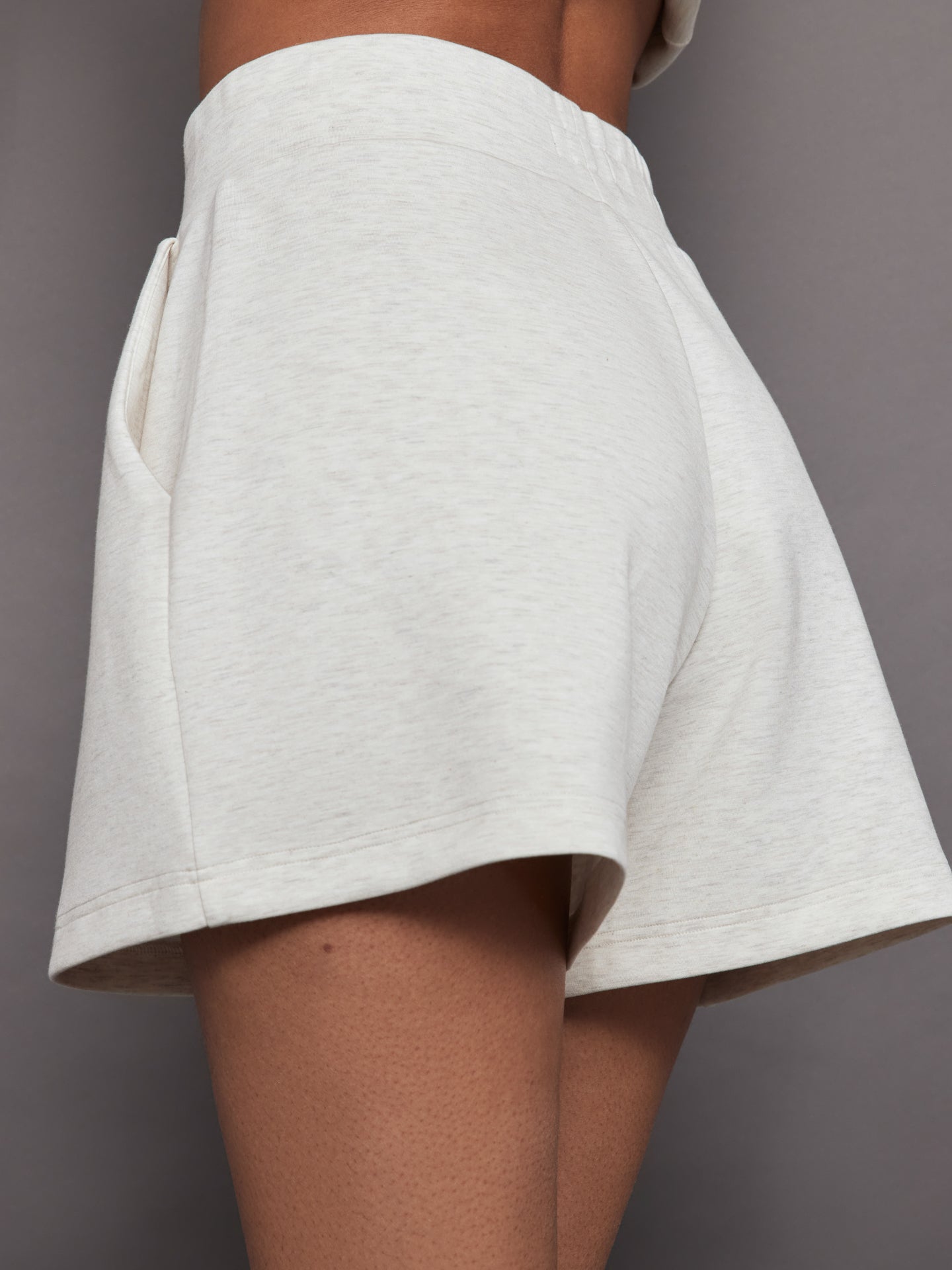 High Rise Knit Short in Interlock - Moonbeam Heather - Image 2