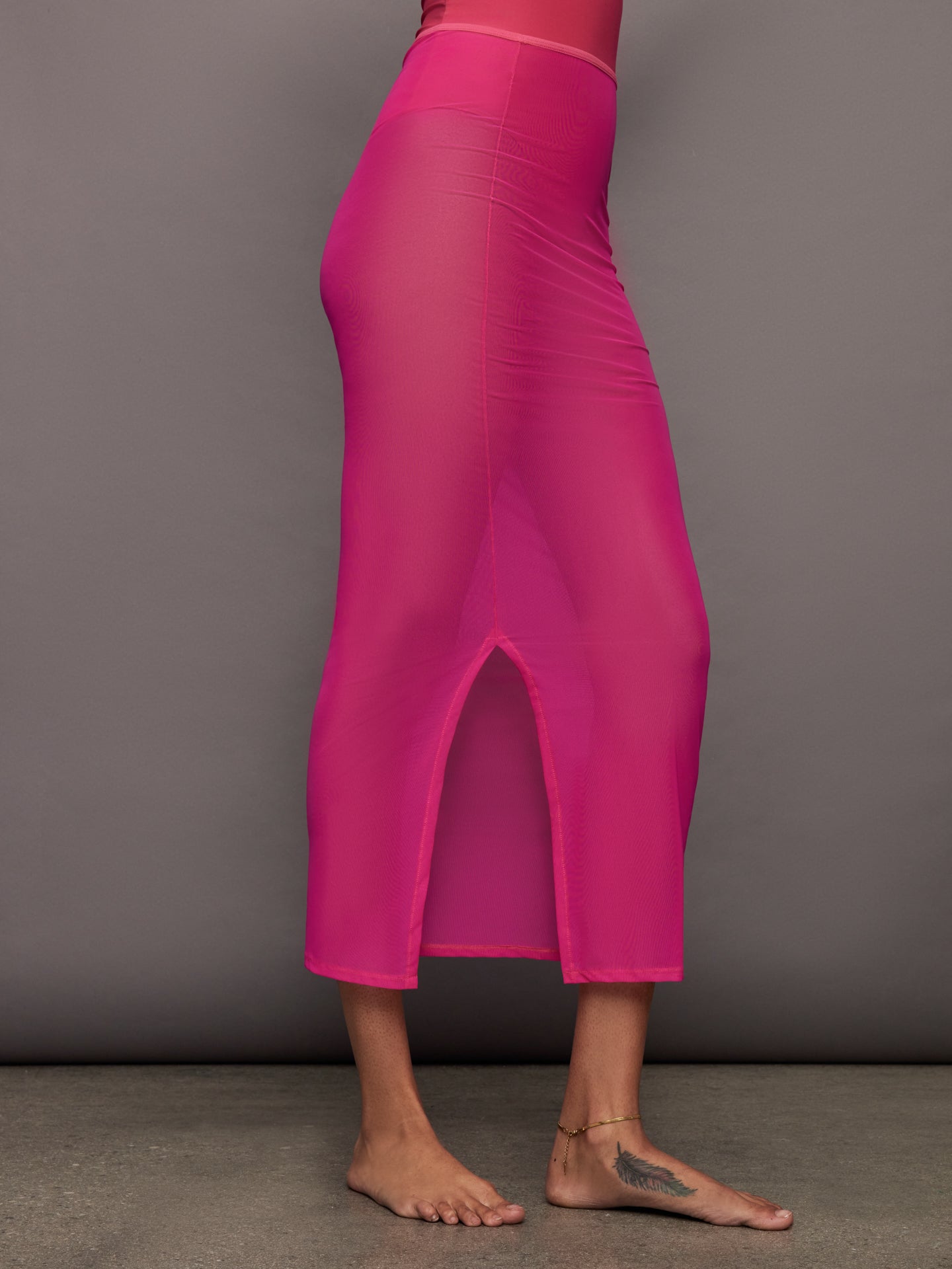 Mesh Column Skirt - Fuchsia Pink - Image 4