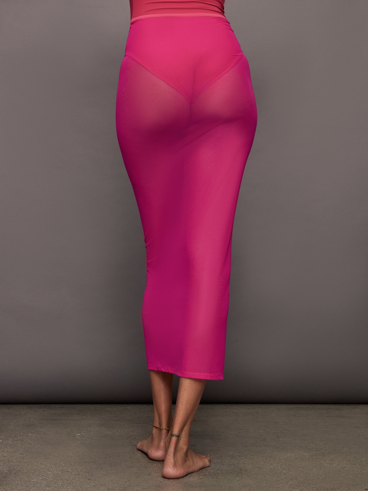 Mesh Column Skirt - Fuchsia Pink - Image 5