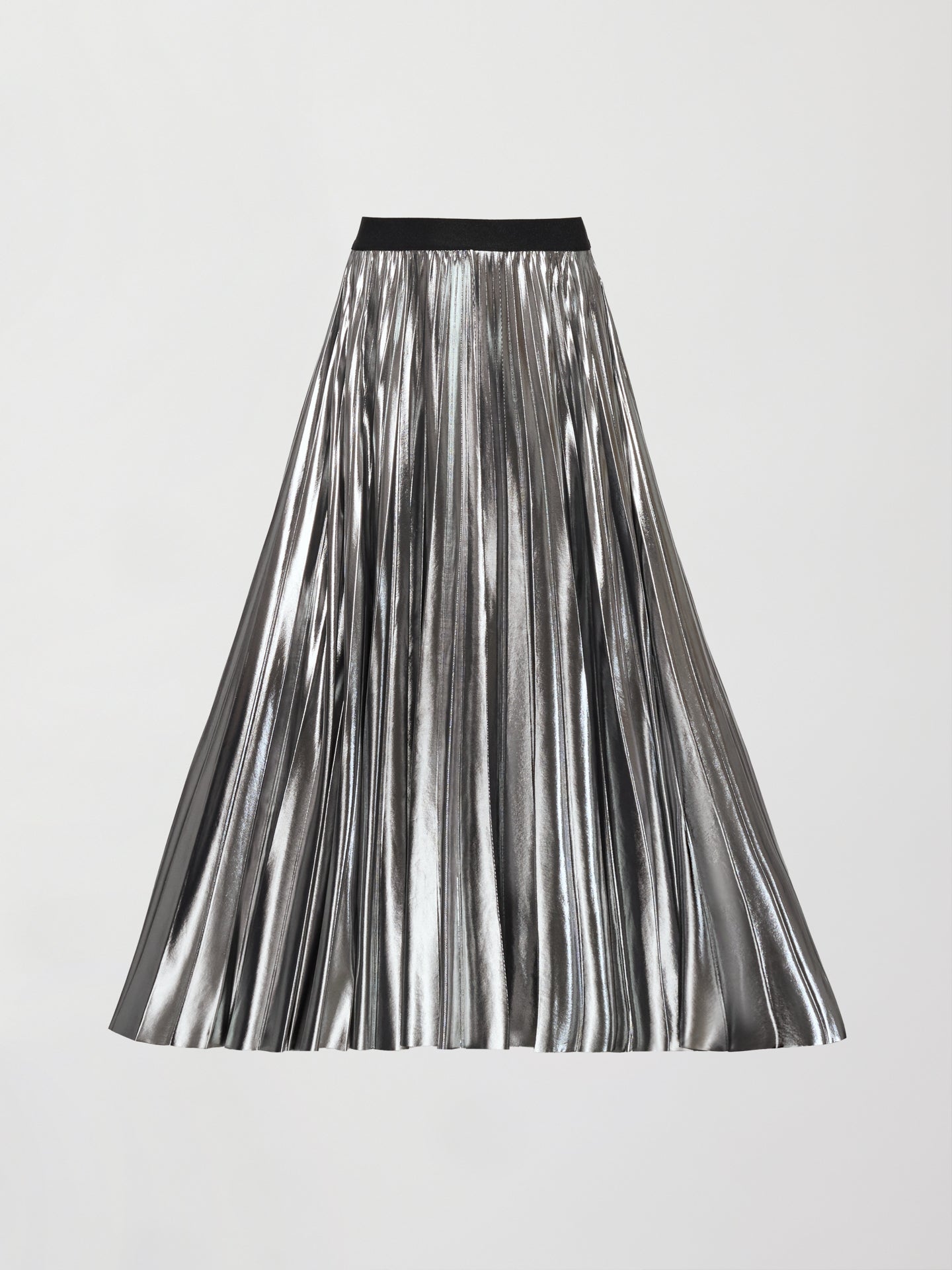 Metallic Pleated Skirt - Silver - Image 6