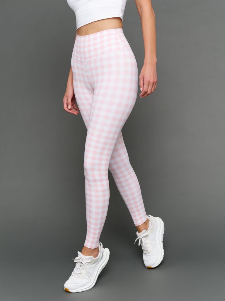 Gingham High Rise Legging in Melt - Pink Gingham