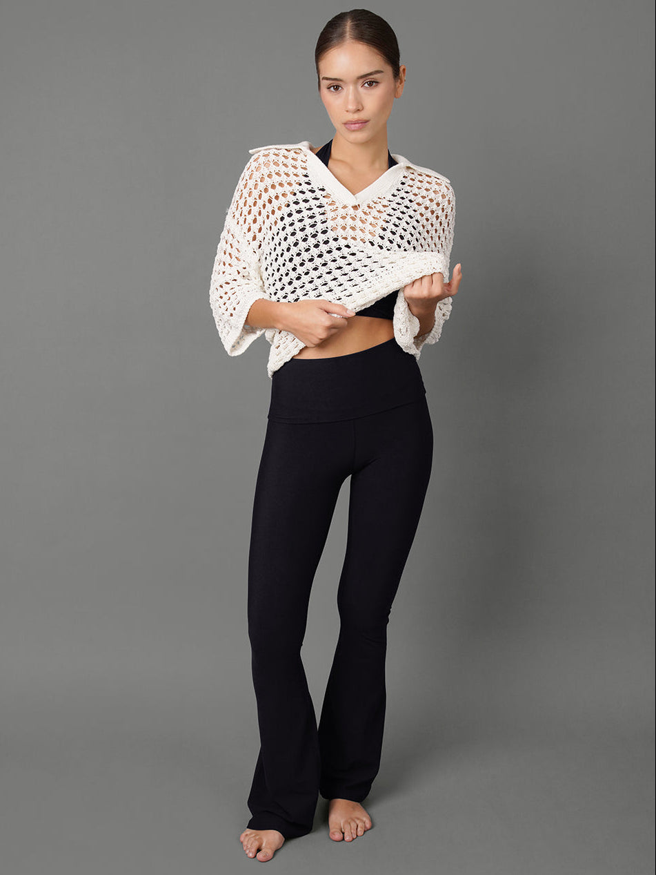 Foldover Bootcut Legging in Melt - Black - Image 2